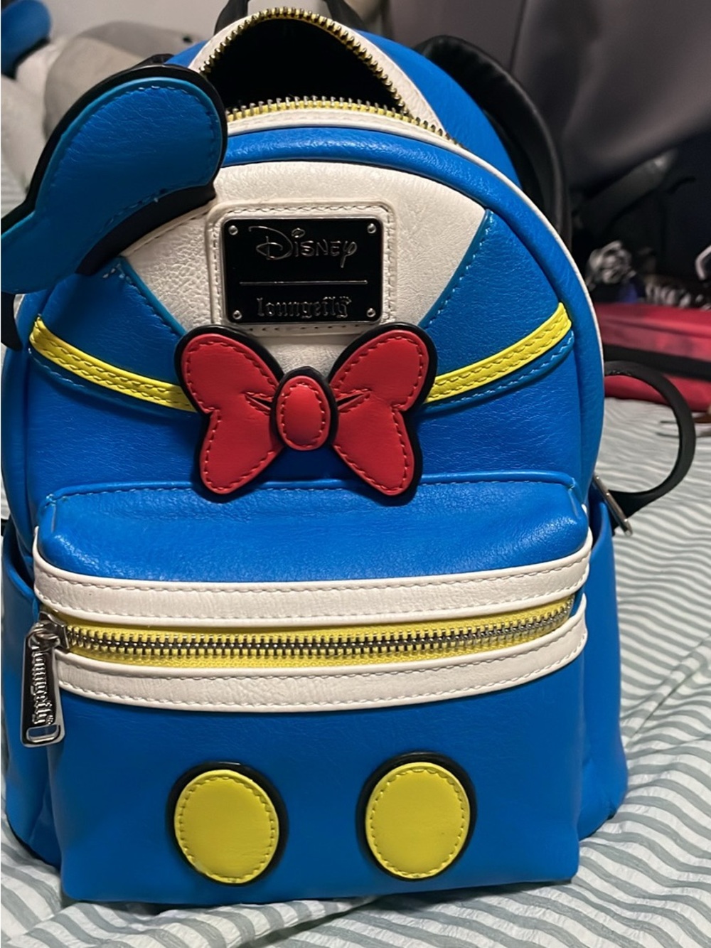Loungefly Blue Donald Duck Mini Backpack with Red Bow Accent